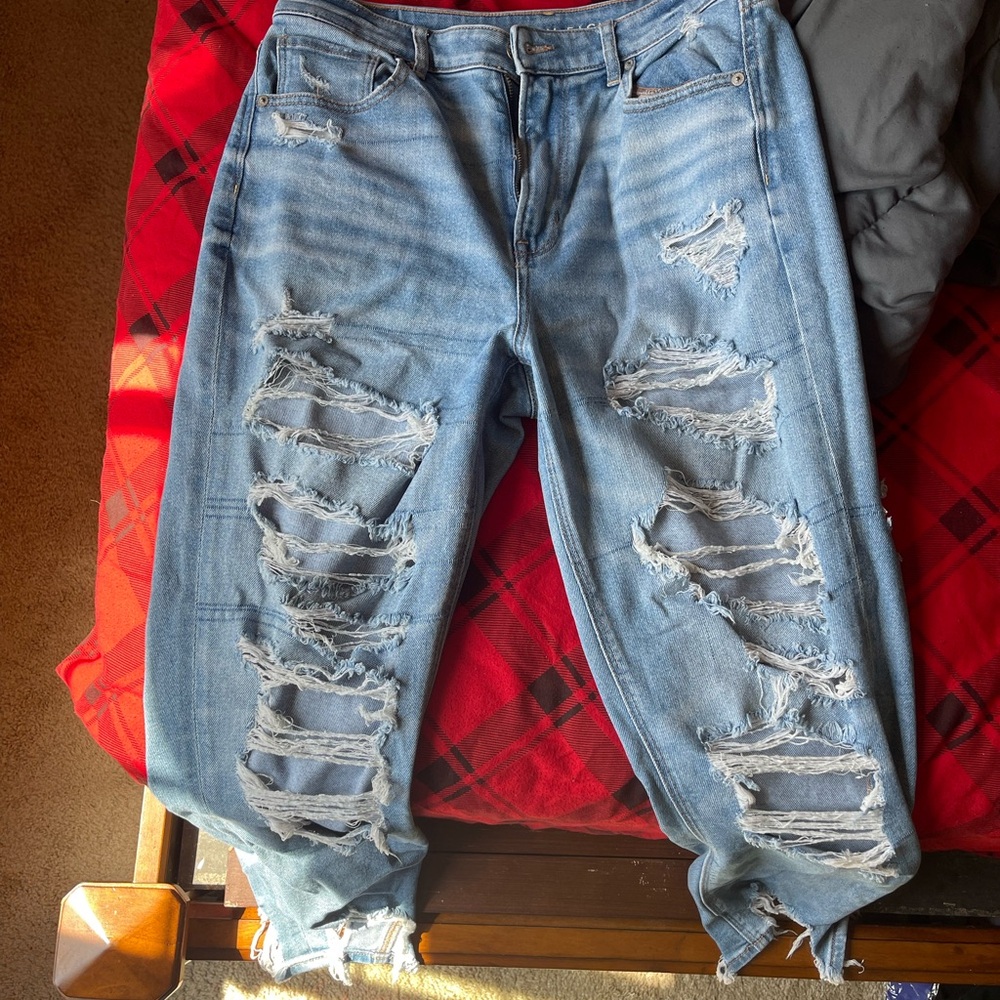 Distressed Blue Jeans